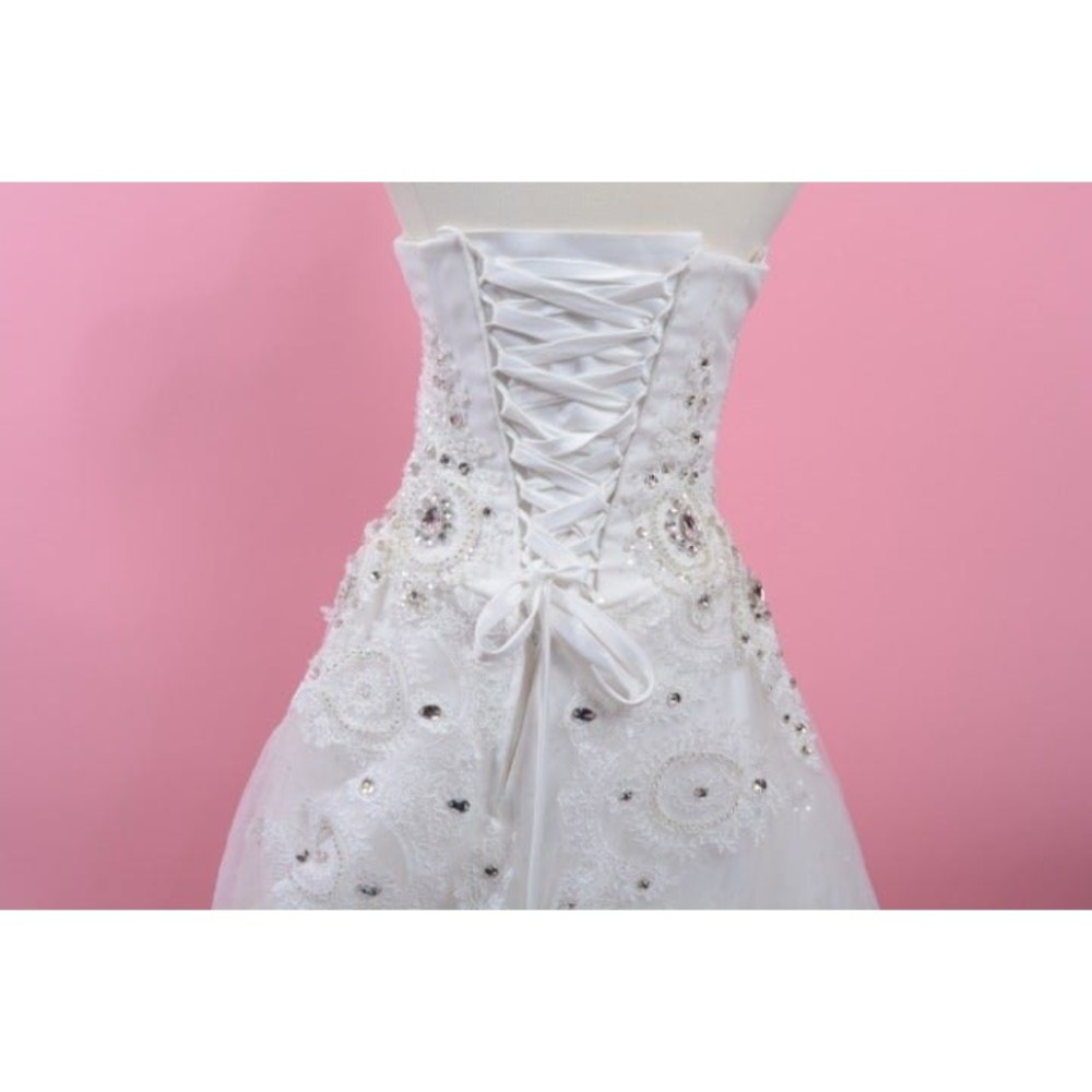 Beaded Rhinestone Wedding Dress w/Train - Picture 7 of 11